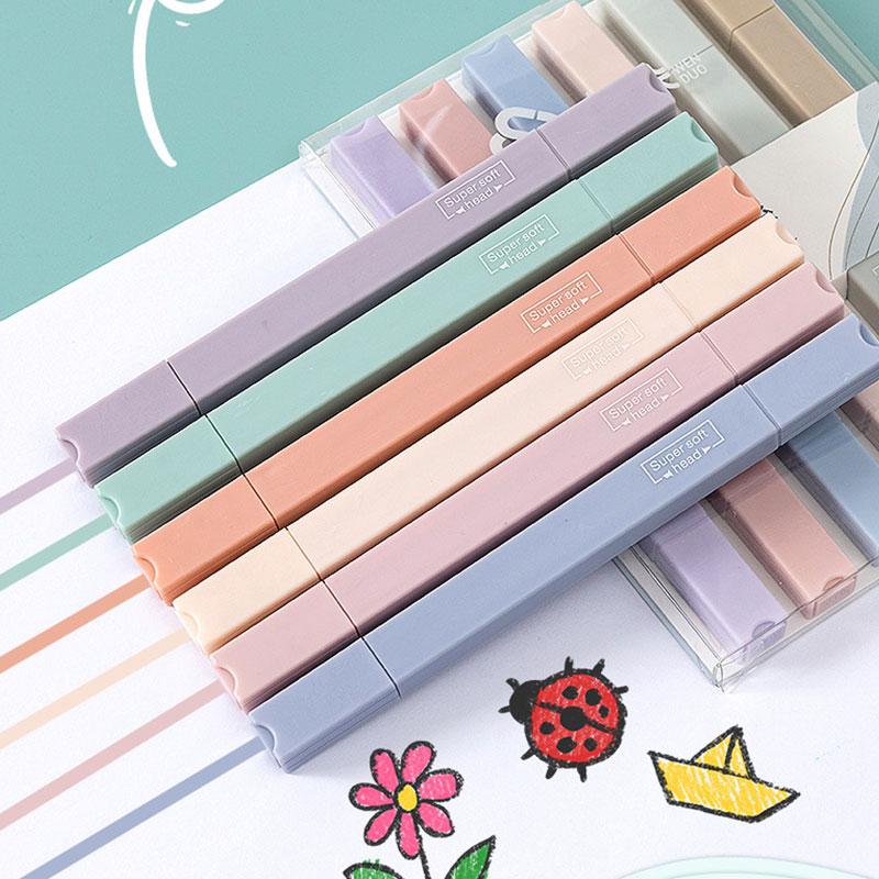 6 buah pena Highlighter sisi g - Pastel Highlighter Set Double Ended ulasan dan harga
